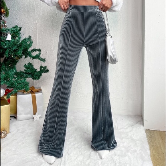 Pants - Blue Gray Corduroy Flare Pants